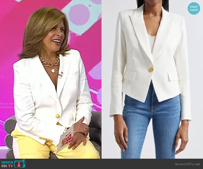 Veronica beard Hosanna Linen Blend Dickey Jacket in white worn by Hoda Kotb on Today