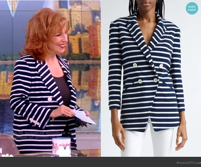 Veronica Beard Ortiz Striped Double-Breasted Jacket worn by Joy Behar on The View