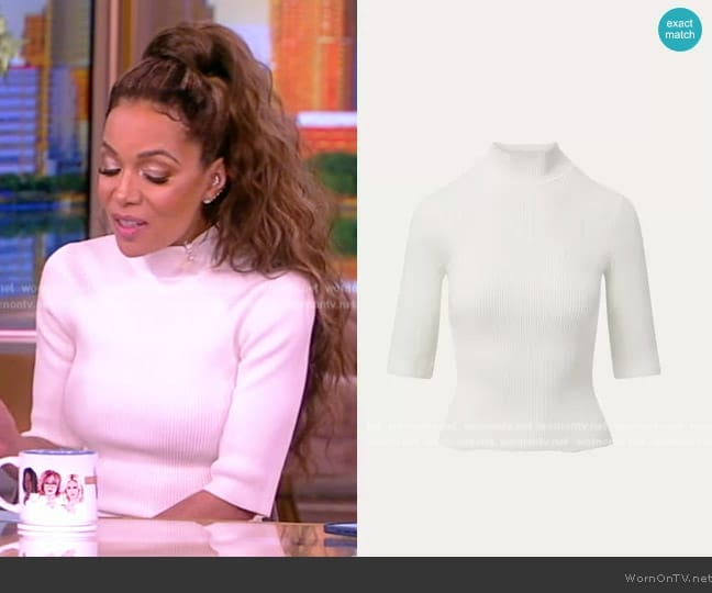 Veronica Beard Pernia Rib-Knit Turtleneck Pullover Top worn by Sunny Hostin on The View