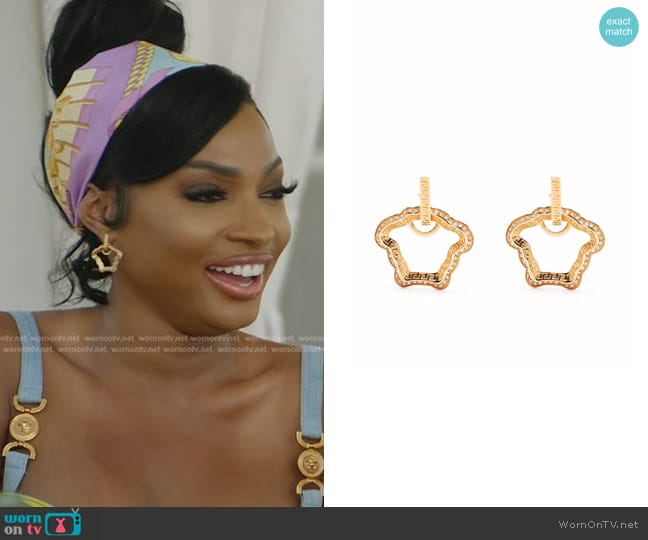 Versace Medusa Drop Earrings worn by Lesa Milan (Lesa Milan) on The Real Housewives of Dubai