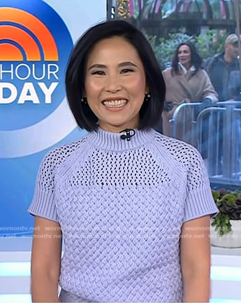 Vicky's blue open knit sweater on Today