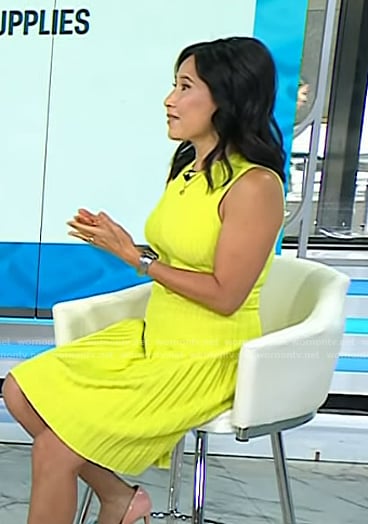 Vicky Nguyen's yellow sleeveless ribbed dress on Today