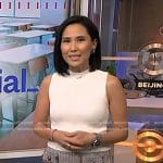 Vicky’s white top and tweed mini skirt on NBC News Daily