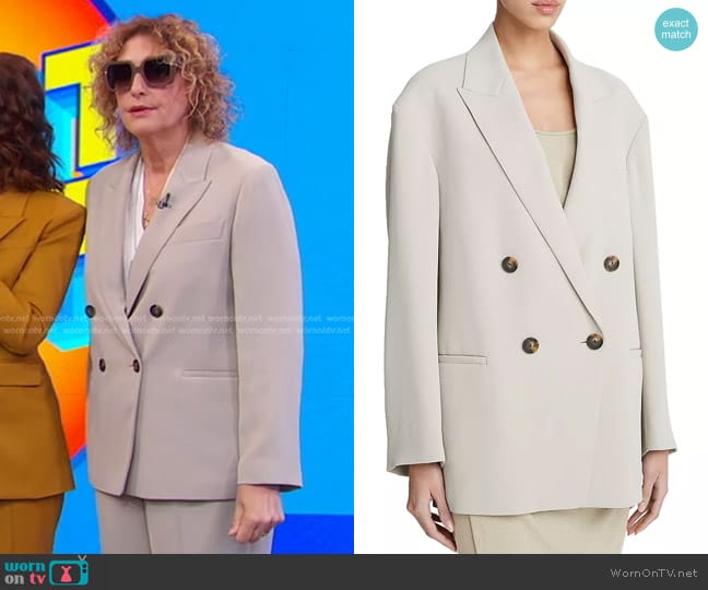 Vince Double Breasted Crepe Blazer in Sepia worn by Judy Gold on Good Morning America