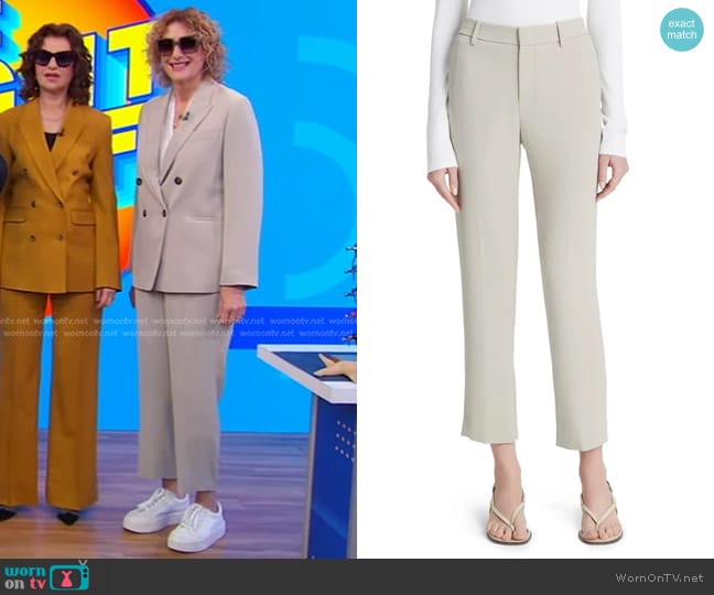 Vince Tailored Straight Leg Crepe Pants in Sepia worn by Judy Gold on Good Morning America