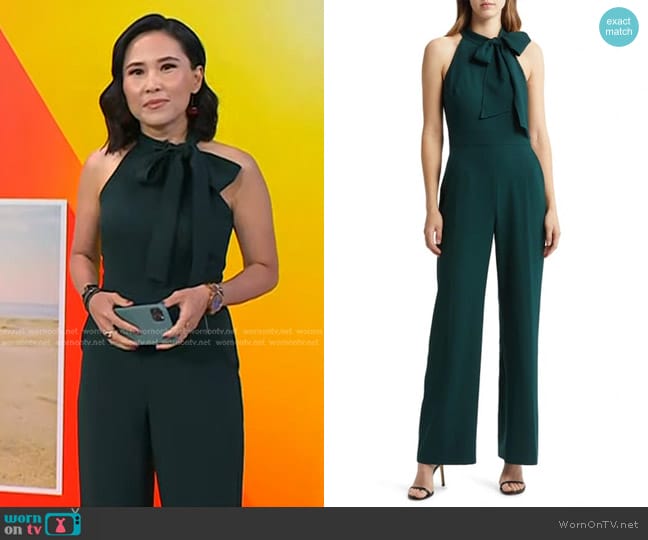 Vince Camuto Bow Neck Stretch Crepe Jumpsuit worn by Vicky Nguyen on Today