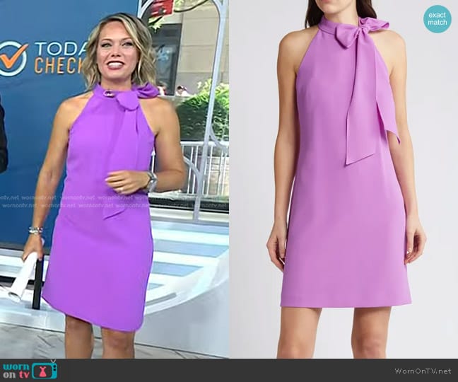 Vince Camuto Tie Neck A-Line Dress in Violet worn by Dylan Dreyer on Today