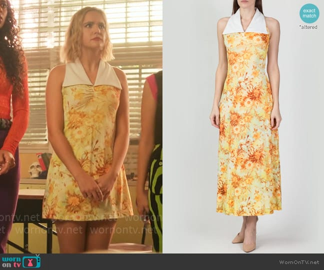  Vintage 70s Yellow Floral Collared Sundress worn by Imogen Adams (Bailee Madison) on Pretty Little Liars Original Sin