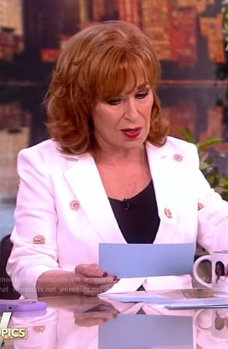 Joy's white embellished blazer on The View