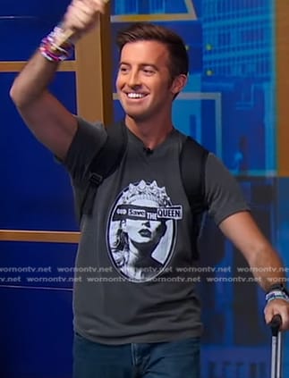 Will Ganss’ grey Taylor Swift print tee on Good Morning America