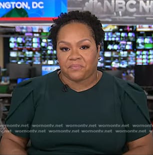 Yamiche Alcindor’s green puff sleeve dress on NBC News Daily