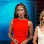 Zuri’s red side cutout slit dress on Access Hollywood