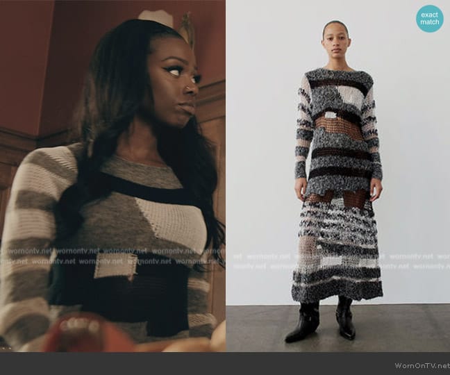 Zara Gray Long Mixed Media Dress worn by Kiesha Williams (Birgundi Baker) on The Chi