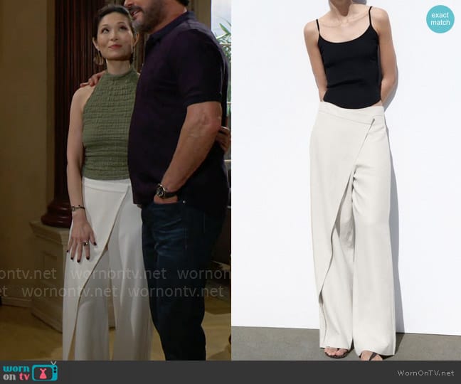 Zara Pareo Pants worn by Penelope Poppy Nozawa (Romy Park) on The Bold and the Beautiful