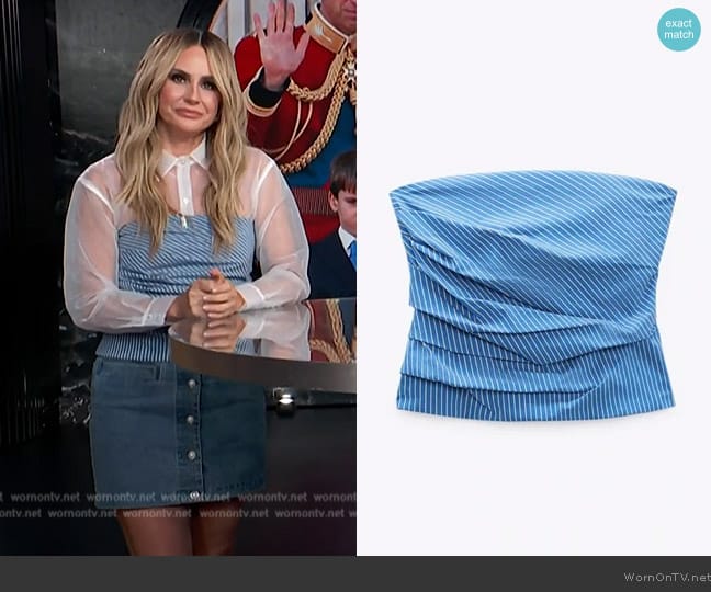 Zara Striped Strapless Top worn by Keltie Knight on E! News