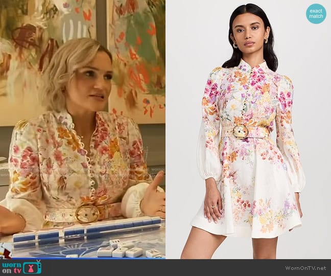 Zimmermann Natura Buttoned Mini Dress in Kaleidoscope Garden worn by Megan Trottier on Good Morning America