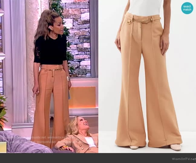 Zimmermann Wool-blend wide-leg suit trousers worn by Sunny Hostin on The View