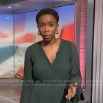 Zinhle’s green pleated handkerchief hem dress on NBC News Daily