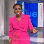 Zinhle’s pink patch pocket blazer and pants on NBC News Daily