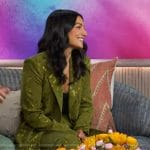 Zoya Biglary’s green floral velvet blazer on The Kelly Clarkson Show