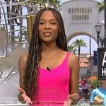 Zuri’s pink pointelle tank top and skirt on Access Hollywood