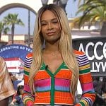 Zuri’s striped cardigan and skirt on Access Hollywood