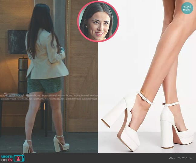 Asos Priority Platform High Heeled Shoes in white worn by Emilia Krawiet (Ane Rot) on Elite