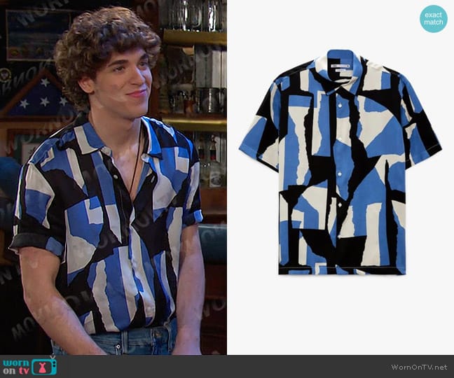 Zara Abstract Print Shirt worn by Aaron Greene (Louis Tomeo) on Days of our Lives