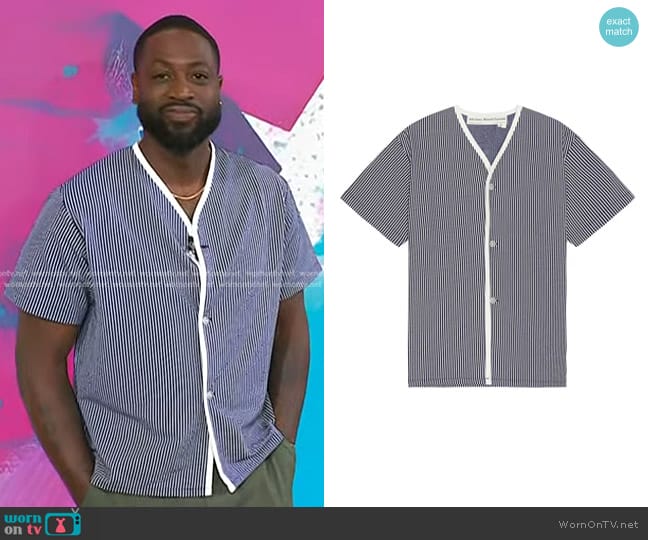 Advisory Board Crystals 1960's Malibu High Gauze Wave Stripe Pj Top worn by Dwyane Wade on Today