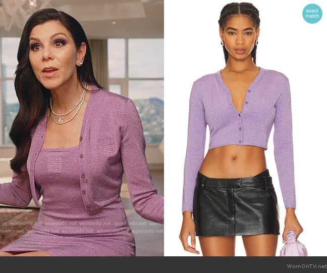 Alexander Wang T Long Sleeve V Neck Cardigan worn by Heather Dubrow on The Real Housewives of Orange County