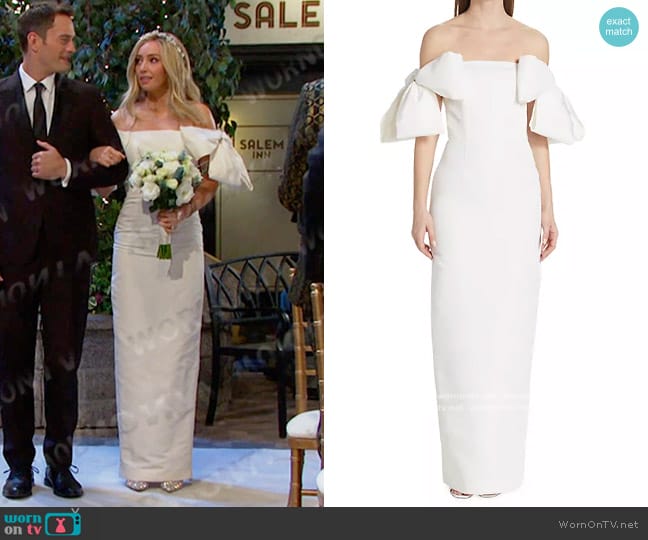 Alexia María Josephine Off-The-Shoulder Gown worn by Theresa Donovan (Emily O'Brien) on Days of our Lives