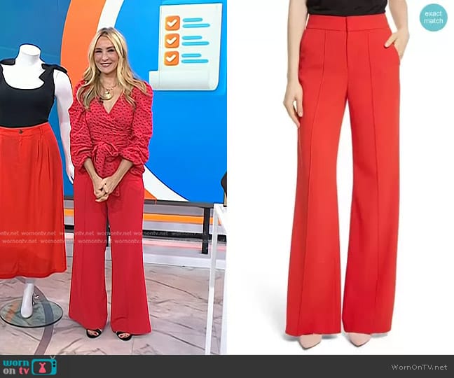 Alice + Olivia Dylan High-Waist Wide Leg Pants worn by Chassie Post on Today