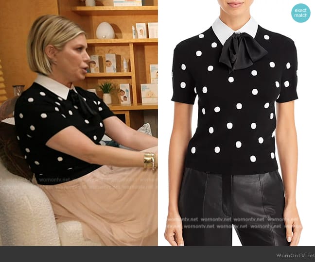 Alice + Olivia Ciara Woven Collar Knit Top worn by Jill Martin on Today