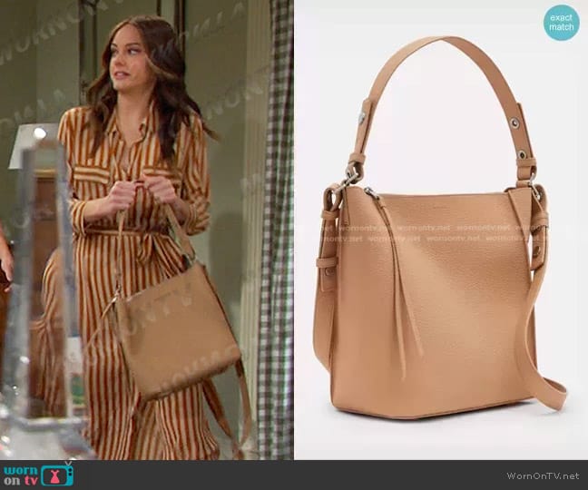 All Saints Kita Leather Crossbody Bag worn by Stephanie Johnson (Abigail Klein) on Days of our Lives