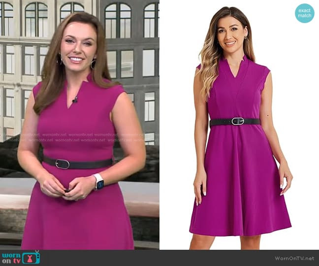 Allegra K Office Dress in Purple worn by Molly McCollum on CBS Evening News