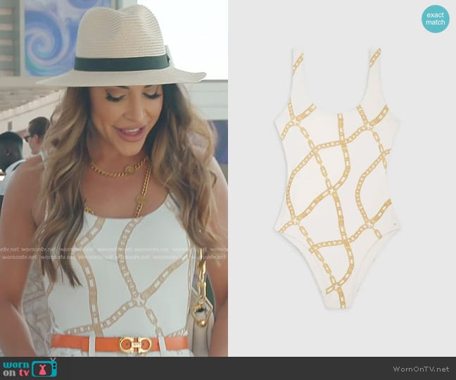 Anine Bing Jace Chain-print One-piece Swimsuit worn by Taleen Marie (Taleen Marie) on The Real Housewives of Dubai