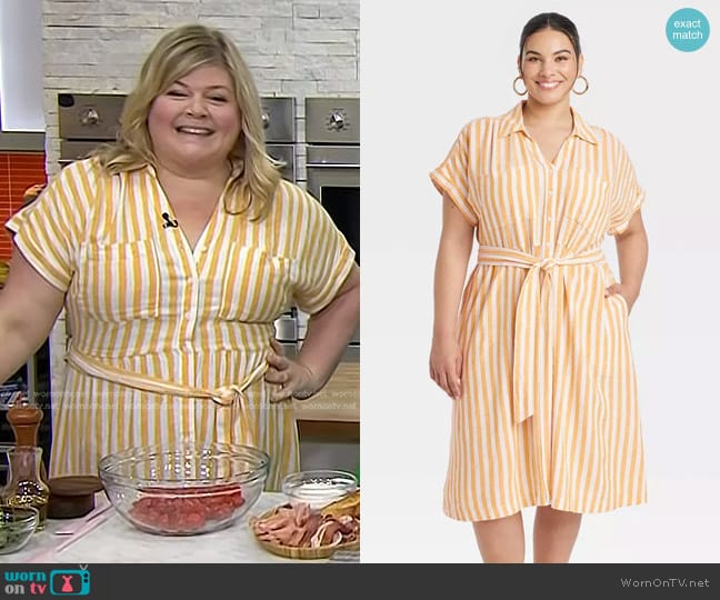 Ava & Viv at Target Short Sleeve Tie-Front Midi Shirtdress worn by Danielle Kartes on Today