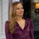 Ava’s purple satin blouse on Days of our Lives