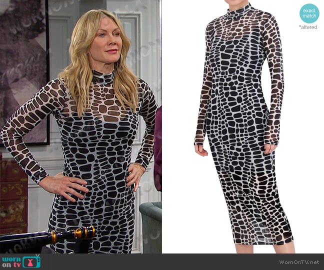  Bcbgmaxazria Mock Neck Printed Pullover Midi Dress worn by Kristen DiMera (Stacy Haiduk) on Days of our Lives