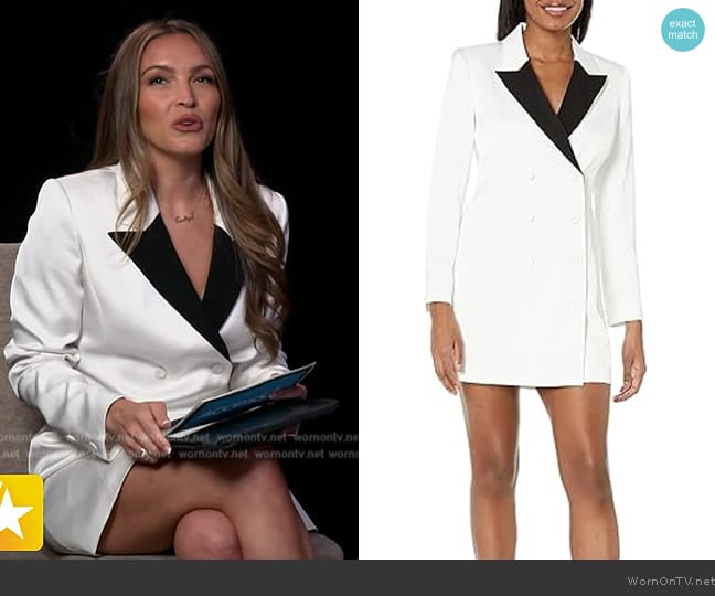 Bcbgmaxazria Peak Lapen Blazer dress worn by Emily Orozco on Access Hollywood