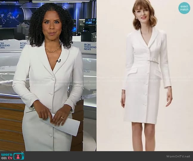 Badgley Mischka Beckham Suit Dress worn by Adriana Diaz on CBS Evening News