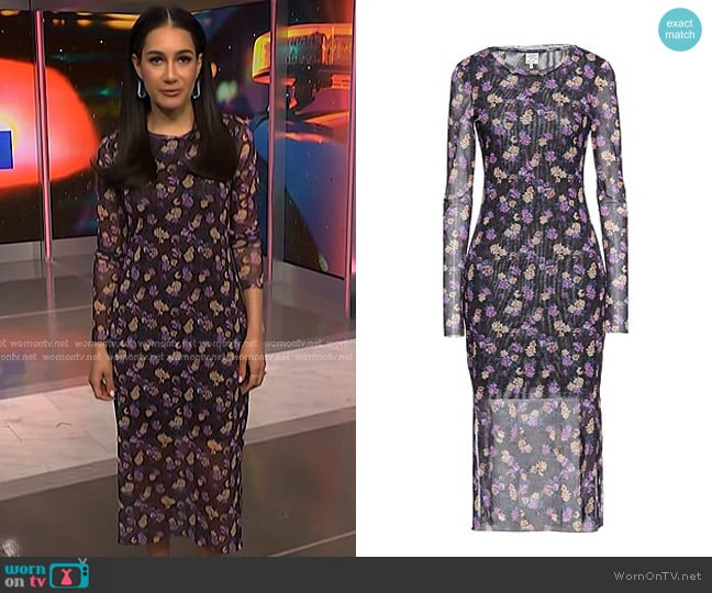 Baum und Pferdgarten Jolanda Floral Mesh Midi Dress worn by Morgan Radford on NBC News Daily