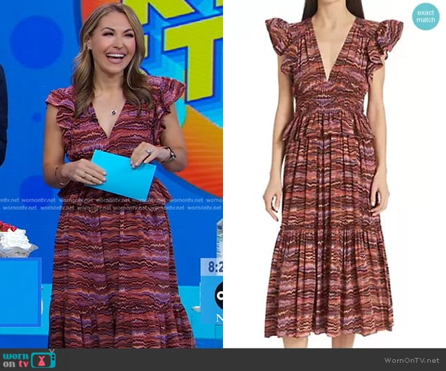 Ulla Johnson Bendetta Dress in Purple Sapphire worn by Lori Bergamotto on Good Morning America