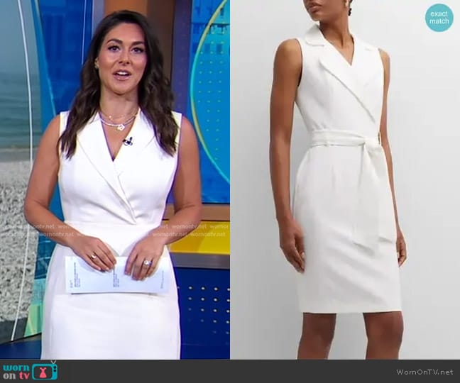 Black Halo Danic Collared Sheath Belted Dress worn by Erielle Reshef on Good Morning America