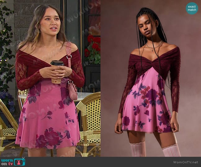 Kimchi Blue Sydney Off-The-Shoulder Mini Dress worn by Sophia (Madelyn Kientz) on Days of our Lives