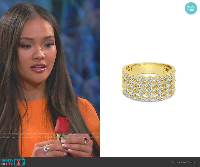 Brevani 5 Row Diamond Band Ring worn by Jenn Tran on The Bachelorette