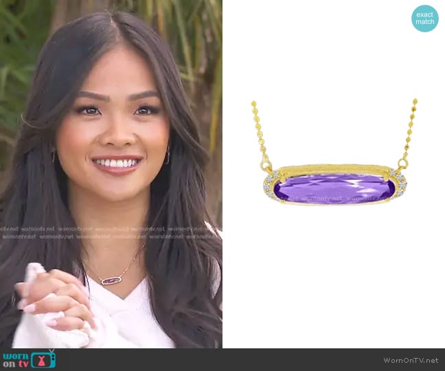 Brevani Oval Pendant Necklace in Amethyst worn by Jenn Tran on The Bachelorette