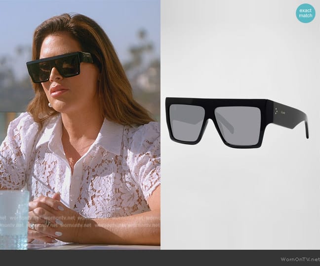 Celine Chunky Rectangle Acetate Sunglasses worn by Emily Simpson on The Real Housewives of Orange County