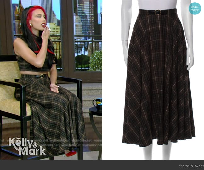 Celine Plaid Print Midi Dress worn by Kylie Cantrall on Live with Kelly and Mark