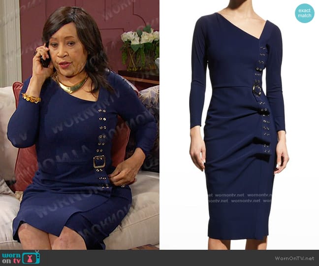 Chiara Boni La Petite Robe Cibeles Draped Sheath Dress worn by Paulina Price (Jackée Harry) on Days of our Lives